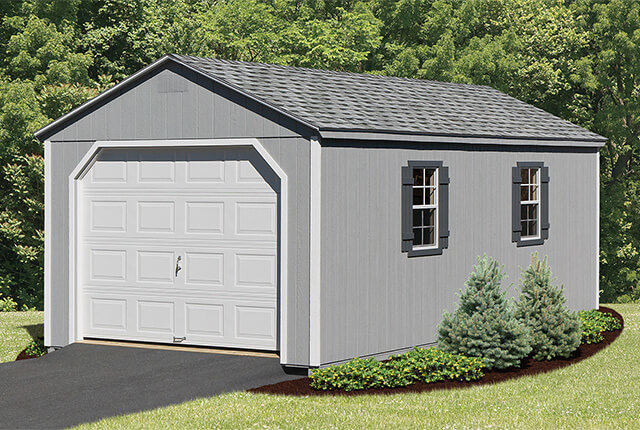 12'x24' Wood Garage Features 24”x36” Windows and an Overhead Door