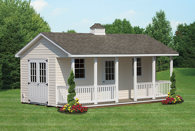 10'x20' Vinyl A-Frame with Full Length Porch and Cupola