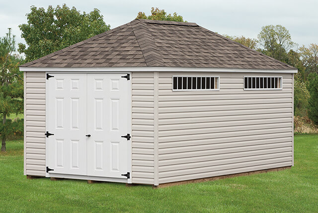 Mini Barn &amp; Hip Roof Sheds | Cedar Craft Storage Solutions