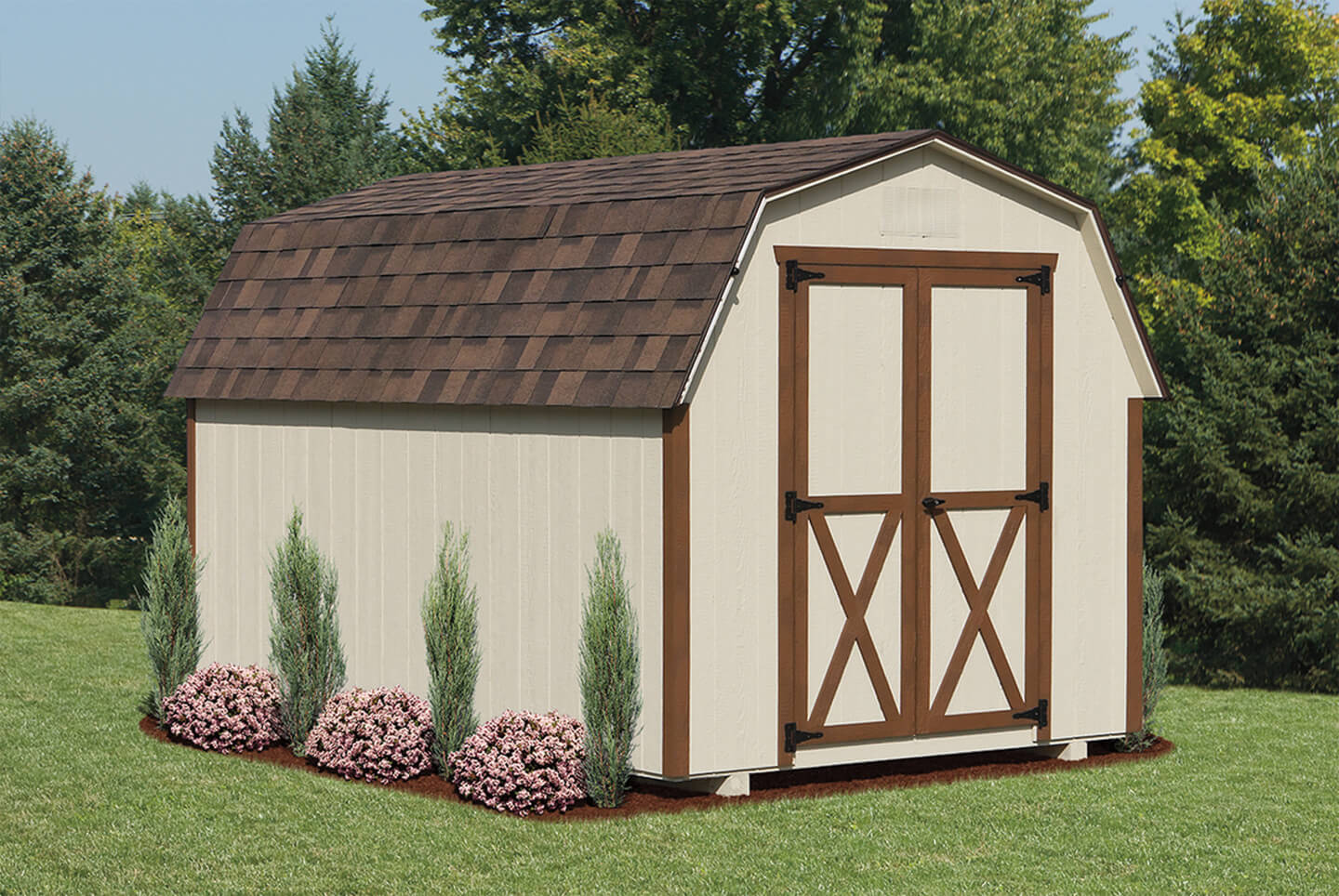 Mini Barn &amp; Hip Roof Sheds Cedar Craft Storage Solutions